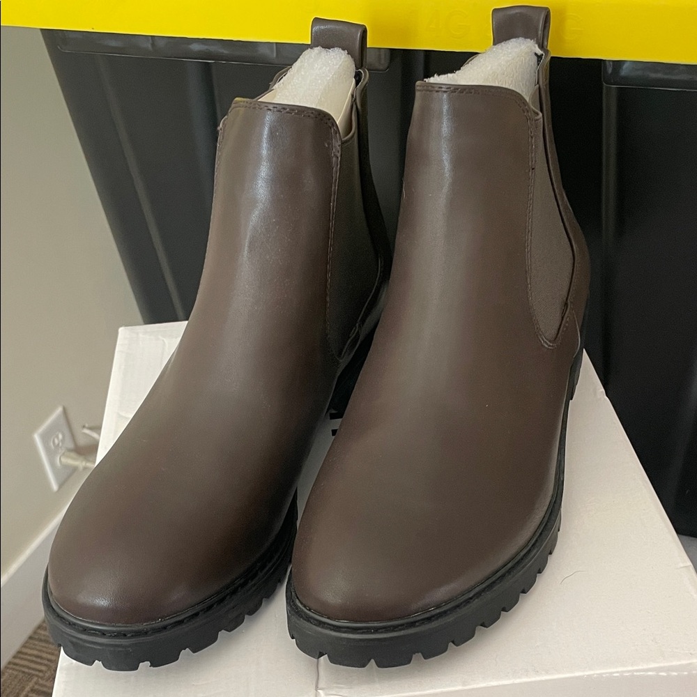 Brown Leather Ankle Boots-New in Box-Size 10